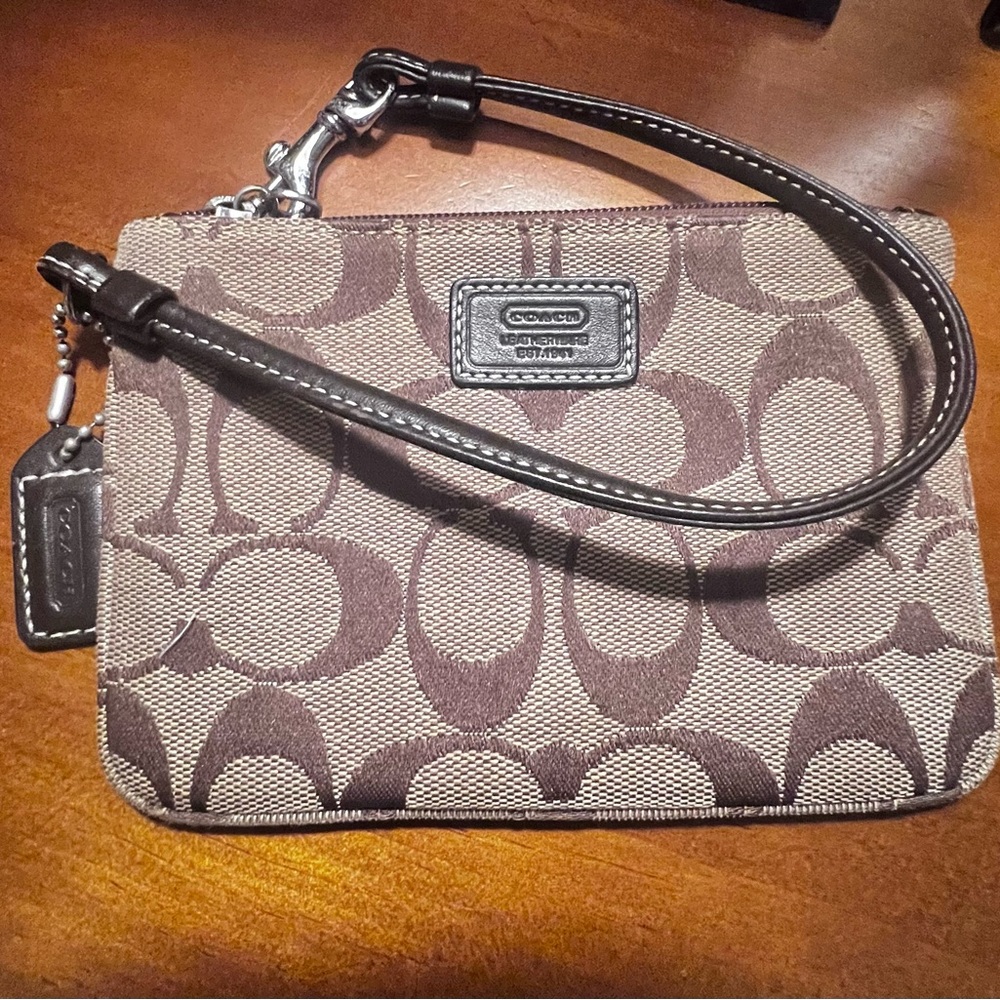 Small brown Coach wristlet